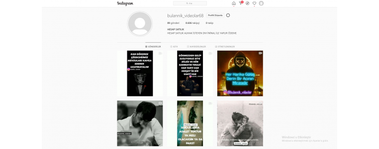 8,5k İnstagram Hesabı Aktif Söz Sayfısı